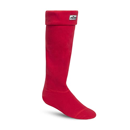 Polar Womens Thermal Fleece Welly Wellington Boot Warm Cosy Soft Wellie Socks - Red - L