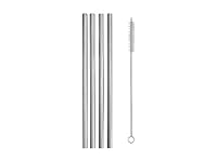 Maxwell & Williams Cocktail & Co Reusable Smoothie Straw Set of 4 with Brush Stainless Steel Gift Boxed
