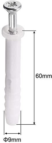 Hilitchi 112 stuks grote en kleine plastic zelfborende gipsplaat en holle muur anker met schroeven kit