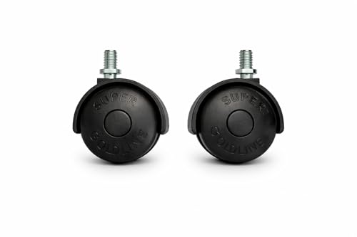 Image of Castersman TP Threaded Twin Castor Nylon Revolving Chair Wheel (Black) - Set of 5 Load capacity-200 kg