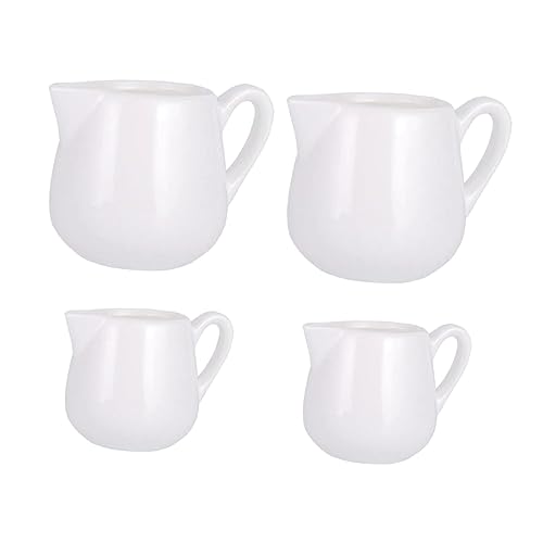 Ciieeo 4Pcs Ceramic Milk Jug Creamer Dispenser with Handle for Coffee Sauces and Desserts for Restaurants and Cafes