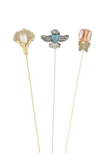 Image of Alilang 3Pcs Vintage Style Hat Lapel Brooch Pins with Flexible Bendable Design for Secure Fit on Hats, Scarves, and Suits