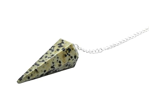 Image of Dalmatian Jasper Pendulum Dowsing Tool - Natural Crystal Pendulum for Spiritual Guidance - Premium Dowser Pendulum for Accurate Divination and Energy Healing - Perfect for Energy Healing and Chakra Balancing - Handcrafted with Precision and Elegance