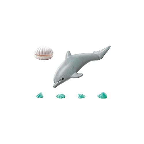 PLAYMOBIL WILTOPIA 71068 Junger Delfin aus nachhaltigem Material inklusive vielen Zubehör und Tier-Sammelkarte mit QR-Code und spannenden Audio-Content, ab 4 Jahren