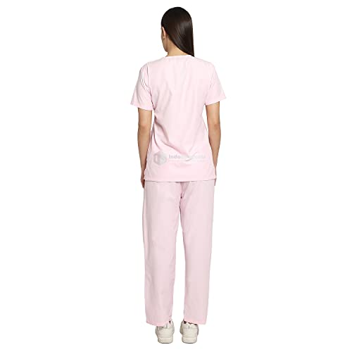 Image of IS IndoSurgicals Faux Wrap Scrub Suits for Doctors Women OT Dress (XXS, Light Pink)