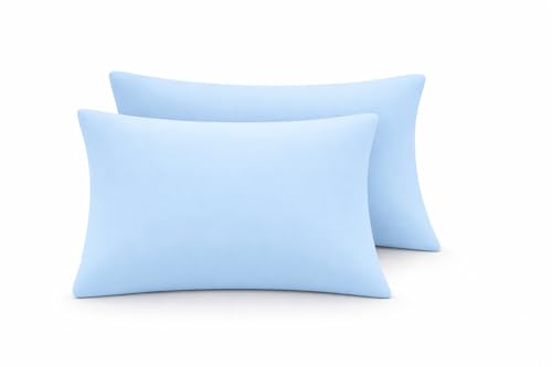 Image of AIMANE Housewife Pillowcase Pair Easy Care Wrinkle Resistant Sky Blue Ultra Soft Luxury Microfiber