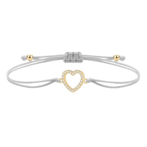 Jewellery Nuevo 2025 Cz Crystal Brass Love Heart Charm Pulsera Mujer Amante Regalo Latón Chapado en Oro Cubic Zirconia Zircon Red String con para Usted Joyería Accesorios de Regalo Creativo