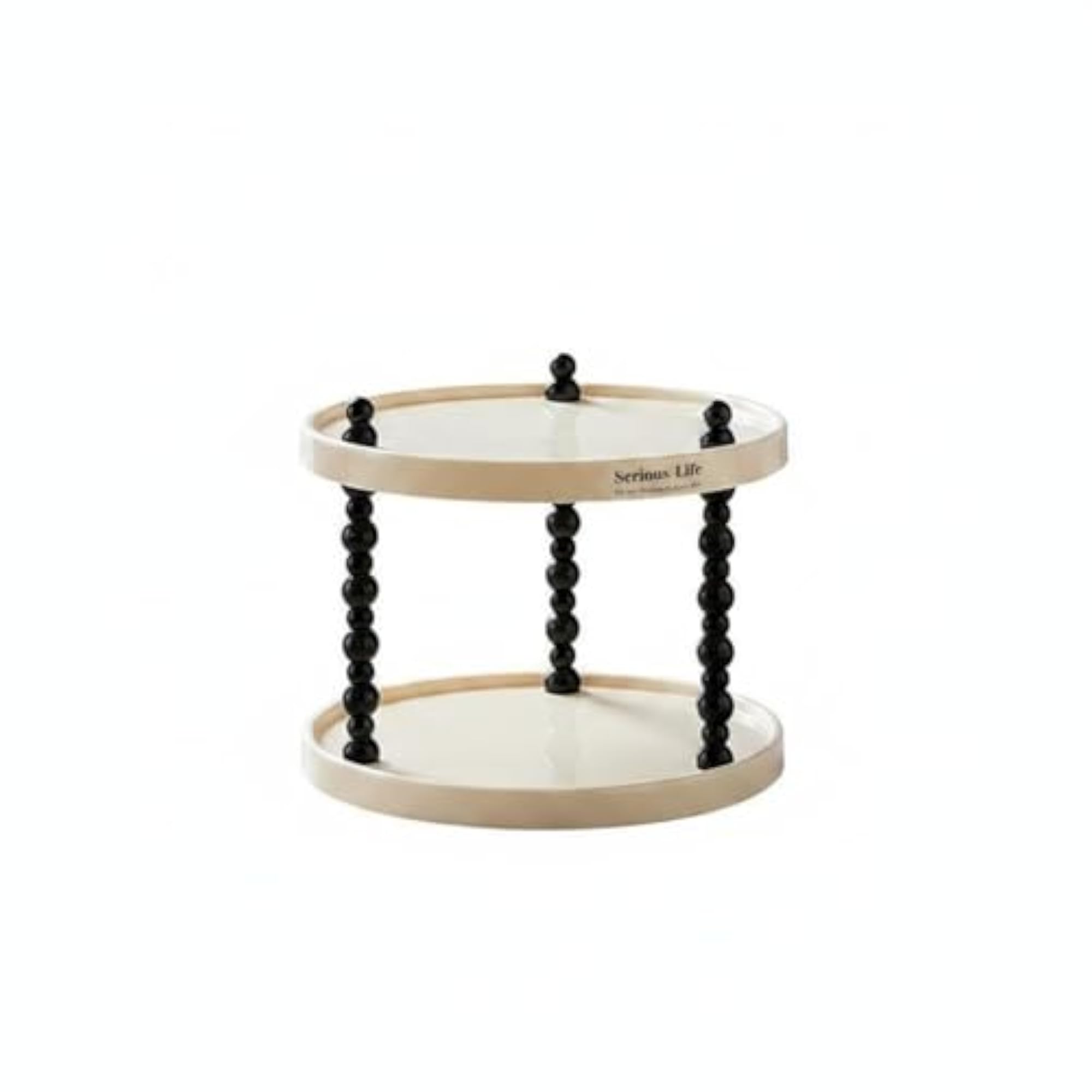 Compact Cream Round 2-Layer Vanity Shelf Organizer