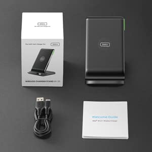 Image of INIU Wireless Charger, 15 W Wireless Charger, Fast Wireless Charging Station with Sleep-Friendly Adaptive Light Holder for iPhone 14 13 12 11 Pro XR XS X 8 Plus Samsung Galaxy S22 S21 Google LG | With adaptable night light, office accessories, wireless travel charger for iPhone 17 16 Pro Max Samsung S25 etc