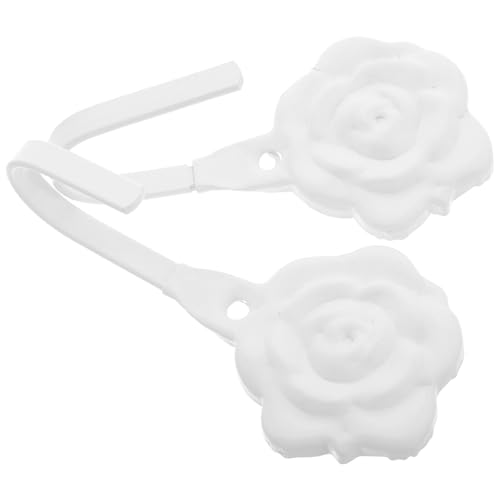 Angoily Ganchos para Cortinas de Hierro Zinc Diseño Floral Europeo Vintage Juego de 2 Ganchos Blancos para Colgar Cortinas Sombreros Bufandas y Toallas Soporte Decorativo para