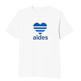 [オリメイク] aides 青 愛です ハート tシャツ 面白tシャツ 文字 ホワイト Sサイズ