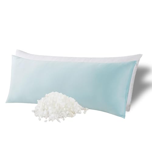 WhatsBedding Memory Foam Body Pillow with Zippered Cooling Cover, Full Body Pillow for Adults, Long Pillow for Sleeping, Fluffy Supportive, Ice Blue