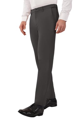 Image of SaintX Men's Premium 4-Way Comfort Stretch Formal Trousers | Smart Sweat Wicking Wrinkle Free Fabric | Smarter Techno Flex Expandable Waistband | Stylish Slim Fit | Daily Office Wear