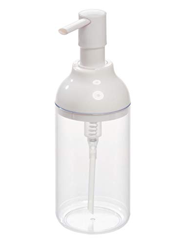 Preisvergleich Produktbild iDesign Seifenspender wiederbefüllbar, großer Pumpseifenspender aus Kunststoff für Flüssigseife und Spülmittel, 355 ml Lotionspender für Bad und Küche, weiß und durchsichtig
