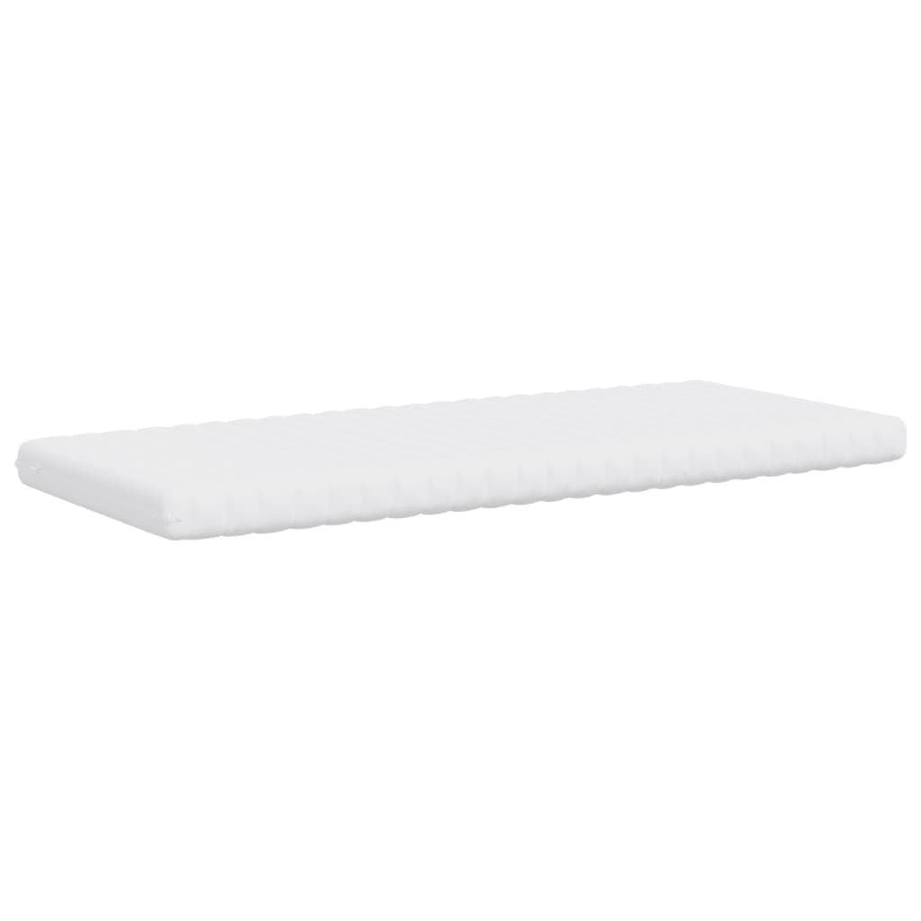 Materac piankowy 90 x 200 cm 7-strefowy 20 ILD | 3-warstwowa konstrukcja, pianka PU 24D, obicie w kolorze brzoskwiniowo-różowym, odciążające