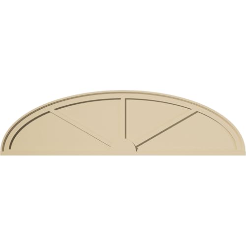 62"W x 16-1/2"H x 1-3/4"P Elliptical 3 Spoke Signature Urethane Pediment, Primed Tan