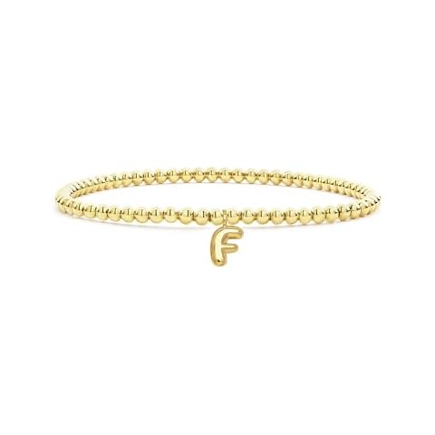 CONRAN KREMIX Gold Initial Bracelets For Women Bubble Balloon Letter F Charm Stretch Beaded Bracelet Womens Gift Cover