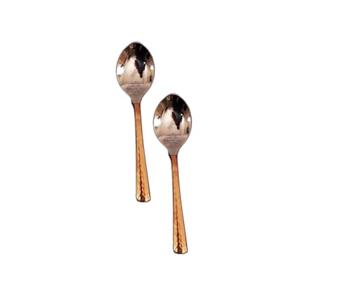 Indian Art Villa Steel Copper tea spoon, Set of 2, small spoon, Tea Spoons for Home Kitchen Restaurant, Flatware, 5.5 Inches