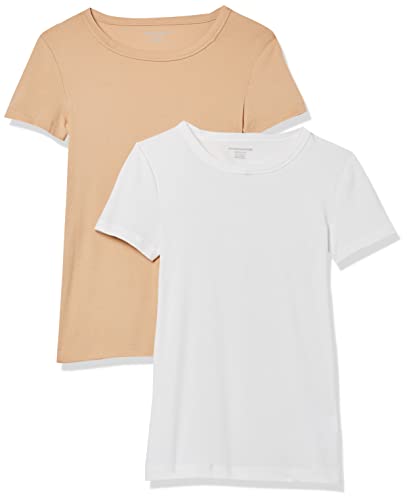 Image of Amazon Essentials Women's Slim-Fit Short-Sleeve Crewneck T-Shirt, Pack of 2