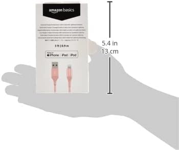 Amazon Basics iPhone Charger Cable, Nylon USB-A to Lightning, MFi Certified, for Apple iPhone 14 13 12 11 X Xs Pro, Pro Max, Plus, iPad, 10,000 Bend Lifespan, Rose Gold, 3-Ft