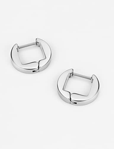 TDEBA 316L Surgical Steel Small Hoop Earrings - Trendy Geometric Plain Chunky Cuff & Huggie Earrings for Women3