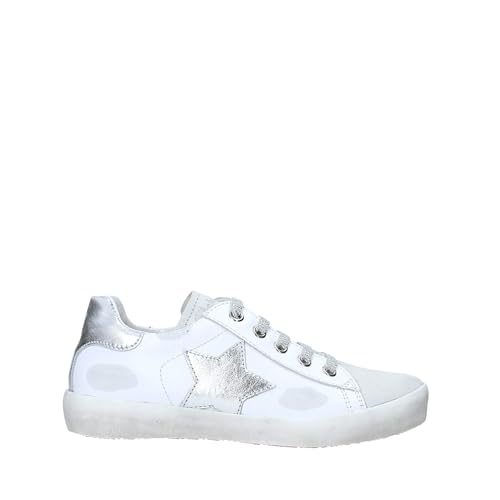 Naturino Annie Blanc Argent : baskets en cuir pour enfant confortables