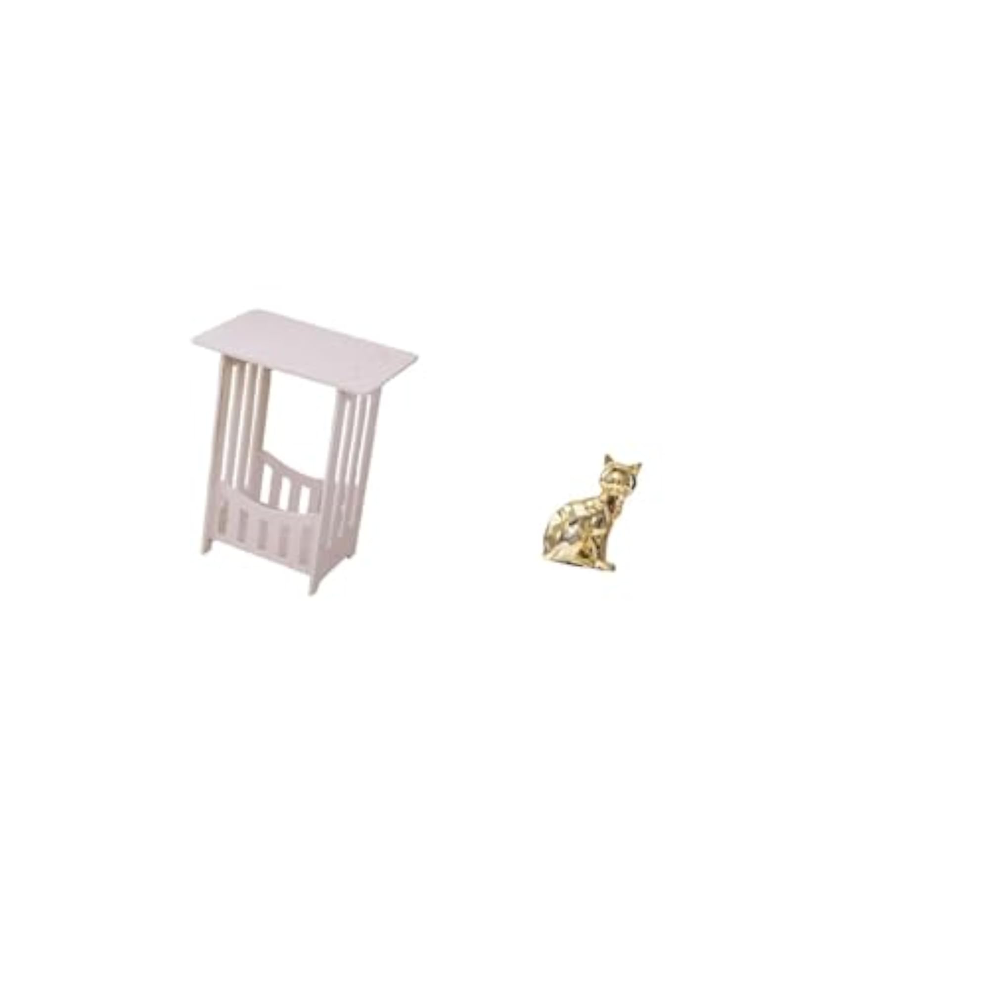 Bedside Table with Cat Statue Decorative Figurine
