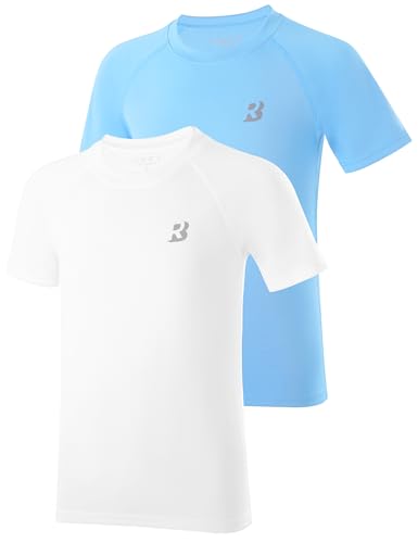 Roadbox Boys Rash Guard Swim Shirt, 2Pack UPF 50+ Sun Protection Short Sleeve, Quick Dry Rashguard Water Shirt for Kids
