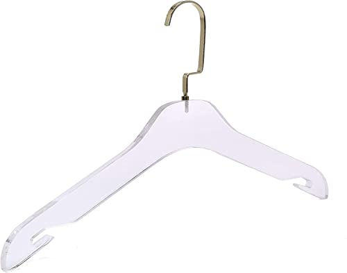 Homecube Usa Elegant Acrylic Clear Hangers With Gold Hook, 17" Adult Heavy Duty Clothes Hanger (10, Coat Hanger) #TOP3