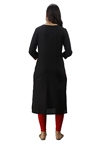 Image of Women's Rayon Heavy Embroidery Work Straight Kurta