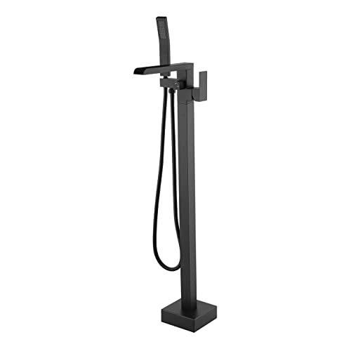WELLFOR Floor Mount Tub Faucet with Hand Shower 1-handle Freestanding Bathtub Filler Single Handle...