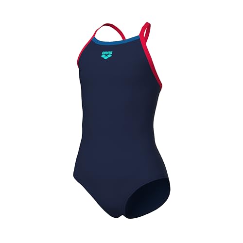 Image of Arena Girls' Feel Solid Light Drop Back Swimsuit Thin Straps Stretchy One Piece Kids Bathing Suit