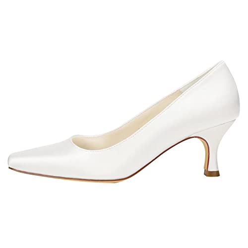 Emily Bridal Ivory Bridal Shoes Kitten Heel Pumps Square Toe Slip-on Wedding Shoes2