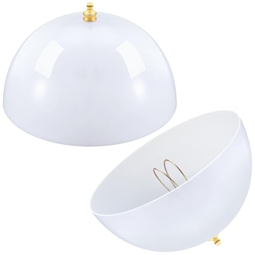 Image of Marsui 2 Pcs Clip on Dome Lamp Shade for A-type Bulb, 7 5 /8 inch Diameter x 4 1 /10 inch Height Ceiling Shade, Soft Glow Easy Clean Light Cover for Basement Hallway (Classic,Gold Clip)