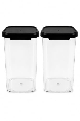 Image of Multi-Purpose Container, Transparent Kitchen Organizer Box, Airtight Dry Food Storage Jar for Rice, Flour, Snacks & Grocery Storage, BPA Free, Space Saving Design (2, 1200, Milliliters)