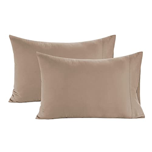 LANE LINEN Pillow Case Covers King Set of 2 100% Egyptian Cotton Sateen Soft Cool & Smooth 1000 Thread Count Cases - Taupe