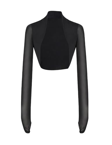 Image of Dayrose Modal /Mesh Sleeve Women Ballet Shrug, Women Bolero Dance Top for Leotards, Dress