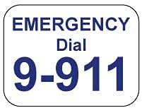 Emergency 9-911 Phone Stickers. Laminated Stickers on White Gloss with Blue Ink. Permanent Adhesive. Sticker Size 3/4" W x 1" H. 50 Phone Stickers.