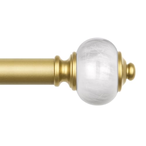 KAMANINA Black Curtain Rod 32 to 58 Inches (2.6-4.8ft), 1 Inch Single Curtain Rods for Windows, Decorative Drapery Rods with Marble End