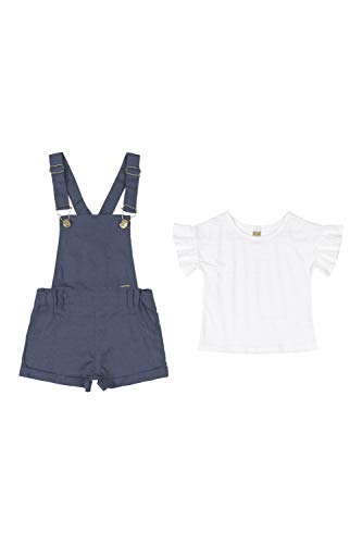 Conjunto Infantil Blusa e Jardineira, Up Baby, Meninas, Azul Escuro, 01