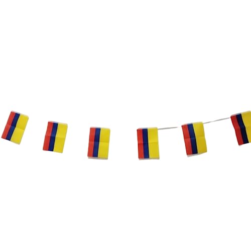 Colombia Flag 40pcs Colombia Flag Garland Colombia 11.4M Bunting Colombia National Flag 14x21cm for Garden Bars Decorations (Colombia)