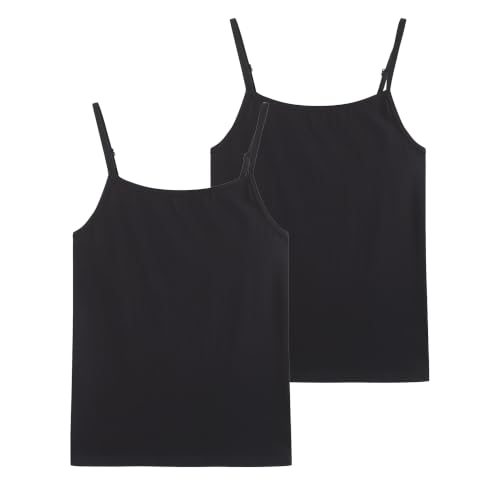 Image of Girls Undershirts Camisole Tank Tops for Kids with Adjustable Straps Cotton Dance Cami for Teen 5-12 Years