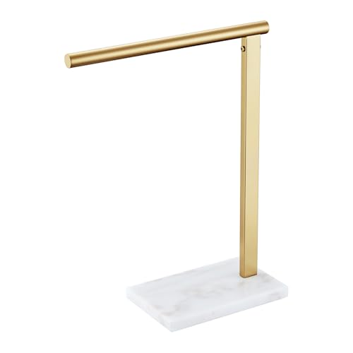 Image of KOKOSIRI Hand Towel Rack Standing Towel Bar with Steady Marble Base for Bathroom Vanity Countertop, Brushed Gold Stainless Steel 15.7'' Height THS0006-BG