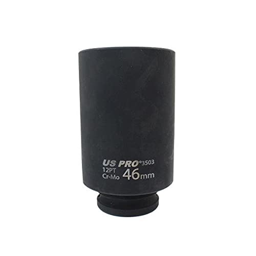 US PRO Tools 46mm 1/2" dr 12 Point 100mm Deep Hub Nut Socket, Gearbox etc 3503