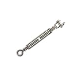 Premier Stainless Solutions Open-Body Stainless Steel Jaw & Eye 3/8” x 4-3/4” Turnbuckles for Tensioning Cable or Rope, T316 Marine Grade