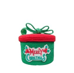 JAI GANGA Festive Merry Christmas Hamper Basket | Handcrafted Woven Jute & Cotton | Perfect for Gifts, Home Decor & Storage | (8×6) Inch Merry Christmas Design