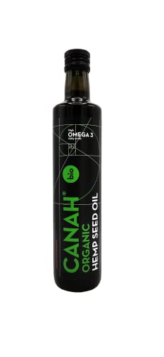 Natürliches Hanfsamenöl von Canah 250 Mililiter BIO - kaltgepresst, roh, vegan, reich an Omega-3 Omega-6 Fettsäuren, trägt zum normalen Blutcholesterinspiegel bei, Koscher zertifiziert