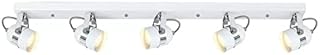 UKEW 5 Way Bar Ceiling Spotlight - Modern Straight Spotbar with Adjustable Heads in Gloss White Finish - GU10 LED Ceiling Light for Kitchen, Living Room