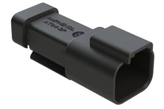 Amphenol, AT04-2P-EC01BLK, 2-Way Receptacle Black Male Connector with End Cap Black (25 Items)