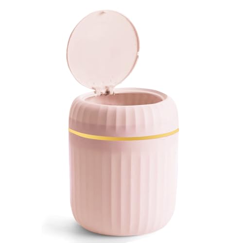 Chesomn Mini Poubelle de Table avec Couvercle, 2L Petite Poubelle Salle de Bain, Poubelles de Bureau en Plastique pour Bureau, Coiffeuse, Table de Chevet...